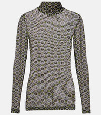 Dries Van Noten Embellished printed sheer jersey top
