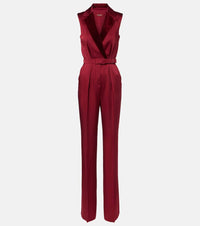 Max Mara Scalata velvet-trimmed satin jumpsuit