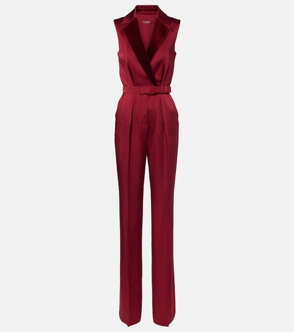 Max Mara Scalata velvet-trimmed satin jumpsuit