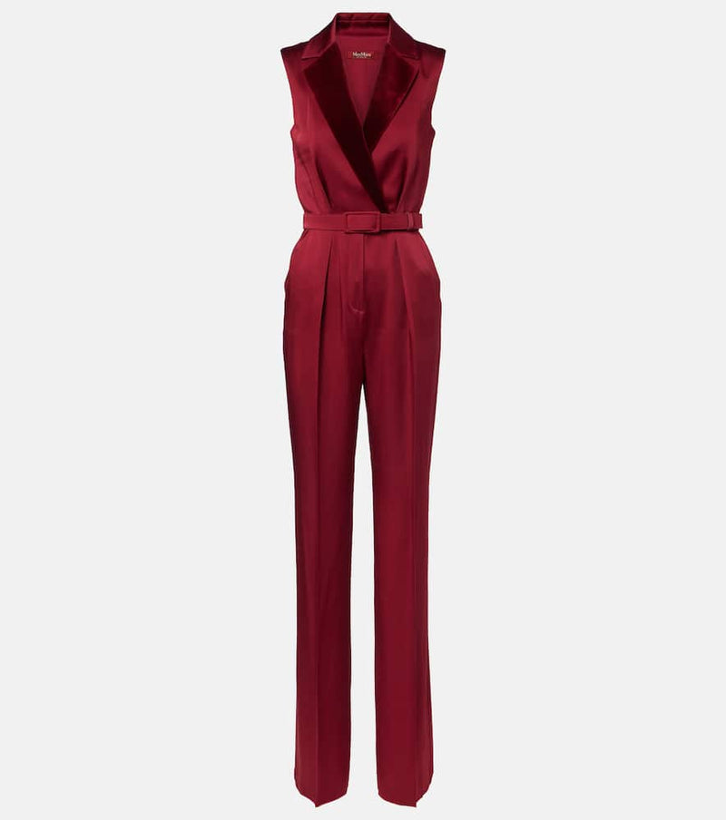 Max Mara Scalata velvet-trimmed satin jumpsuit