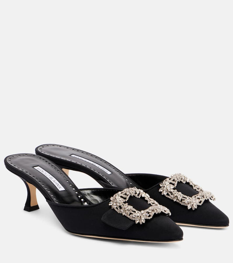 Manolo Blahnik Maysale Jewel 50 crepe de chine mules