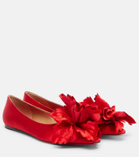 Ferragamo Gemy floral-applique satin ballet flats