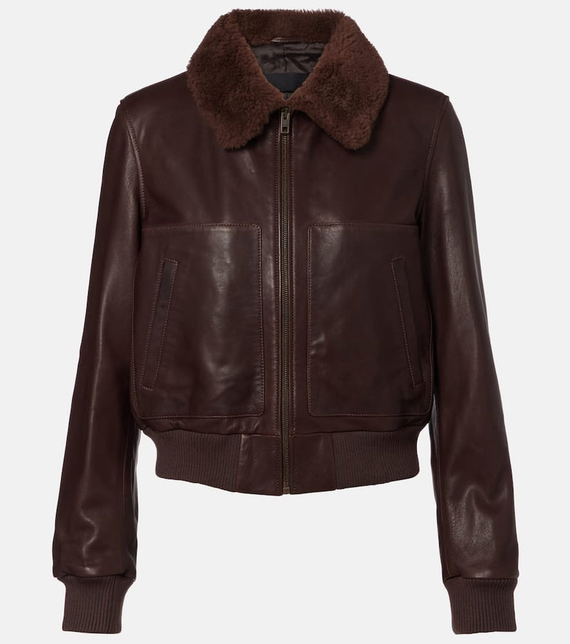 Nili Lotan Shearling-trimmed leather jacket