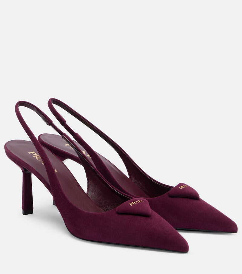 Prada 75 suede slingback pumps
