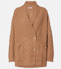 Max Mara Mirca waffle-knit camel hair cardigan