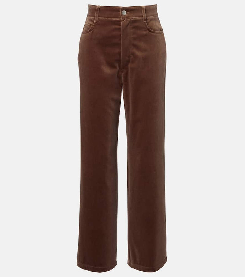 S Max Mara High-rise cotton velvet wide-leg pants