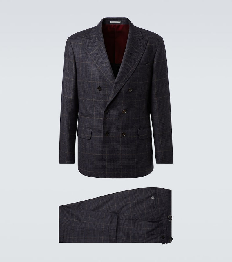 Brunello Cucinelli Checked cashmere and wool suit