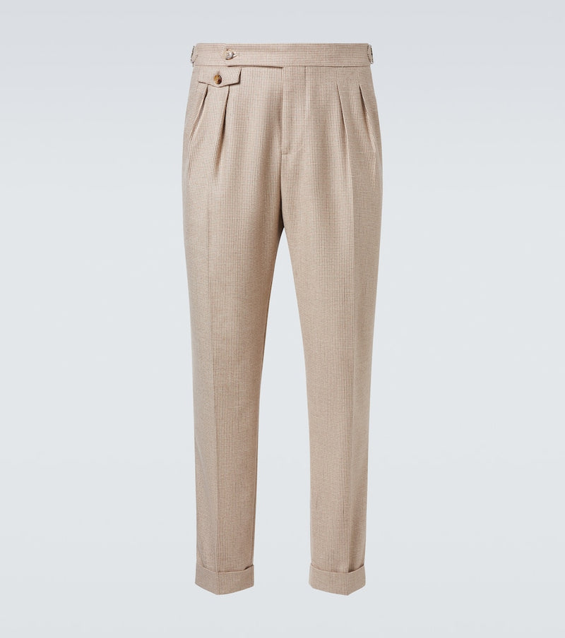 Brunello Cucinelli Houndstooth cashmere and silk suit pants