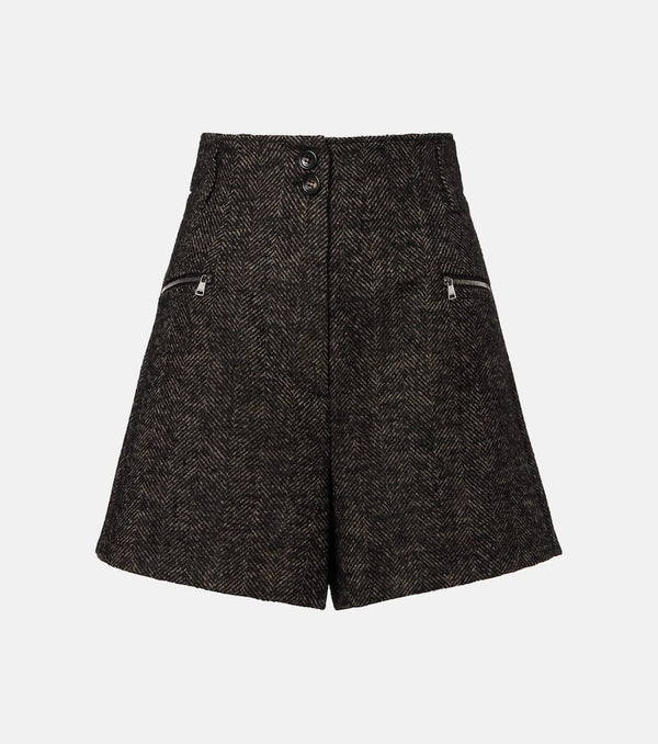 Max Mara Herringbone wool-blend shorts