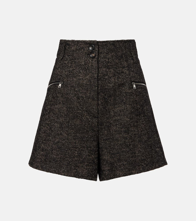 Max Mara Herringbone wool-blend shorts