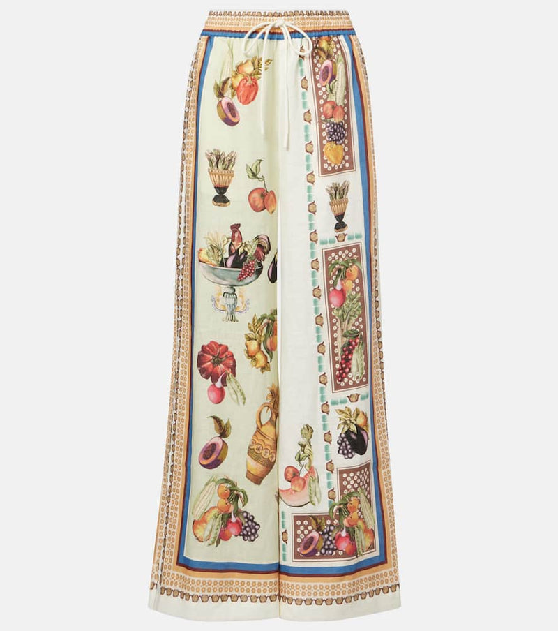 Alemais Mercado printed linen wide-leg pants