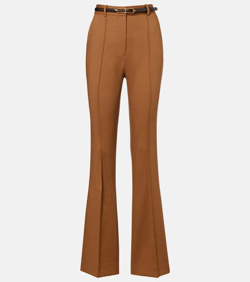 Veronica Beard Gracie belted wool flared pants
