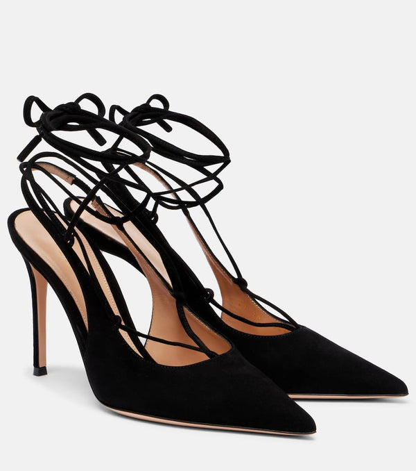 Gianvito Rossi 95 suede lace-up slingback pumps