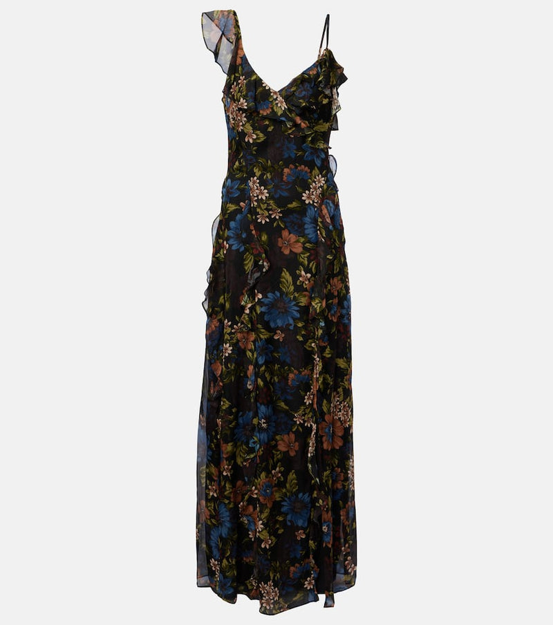 Veronica Beard Madeline ruffled floral silk maxi dress