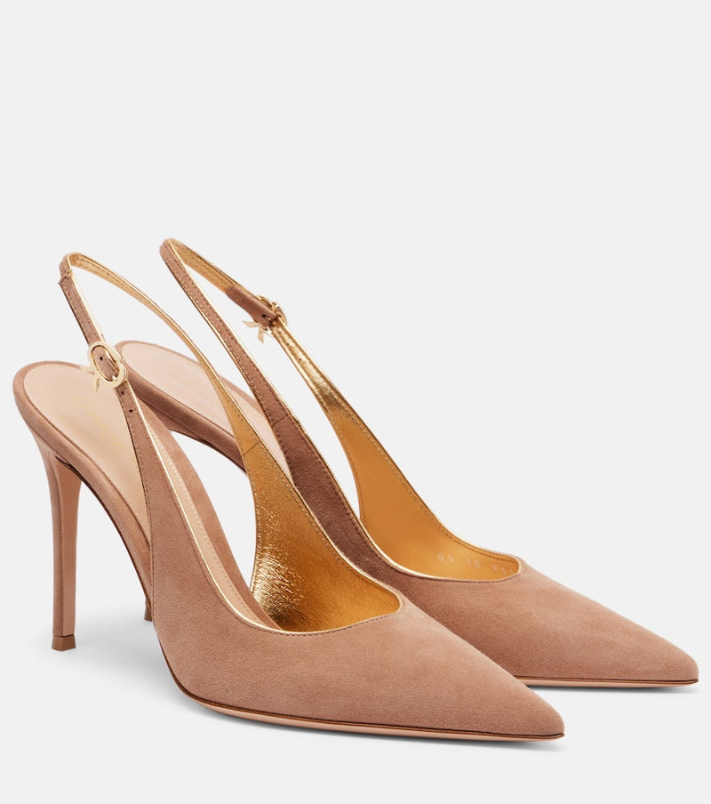 Gianvito Rossi Robbie 95 suede slingback pumps