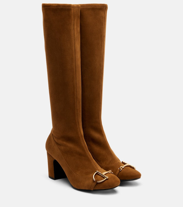 Gucci Alfa Horsebit 75 suede knee-high boots