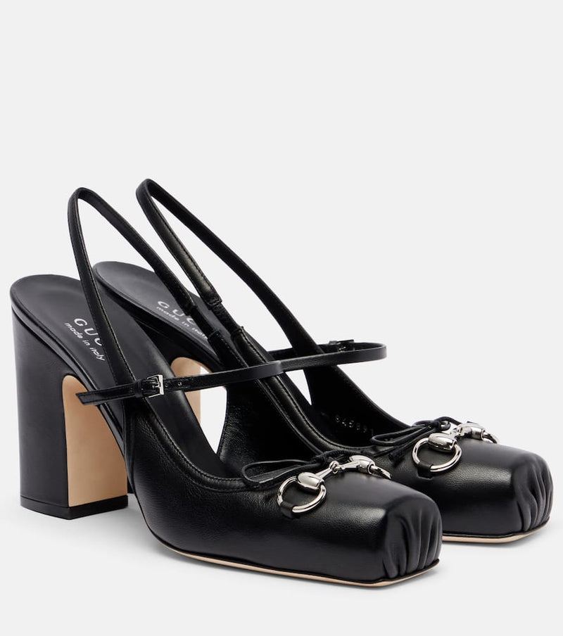 Gucci Horsebit leather slingback pumps