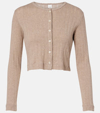 Leset Cropped pointelle cotton cardigan