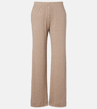 Leset Pointelle cotton wide-leg pants