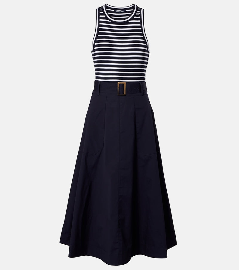 Veronica Beard Belted cotton-blend midi dress