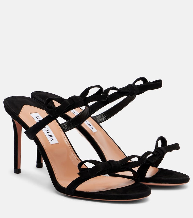 Aquazzura Soave 85 bow-detail suede mules