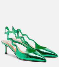 Aquazzura Artiste 50 metallic leather slingback pumps