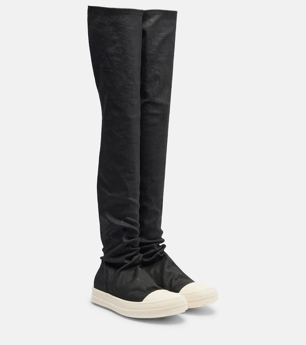 Rick Owens Coated denim over-the-knee boots