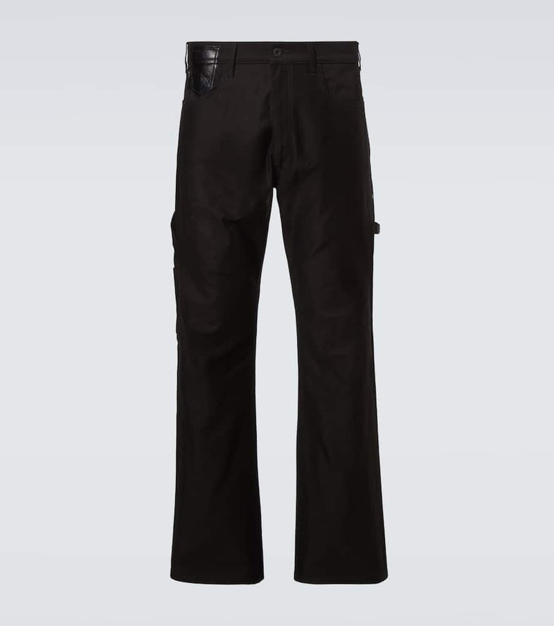 Junya Watanabe Leather-trimmed straight jeans