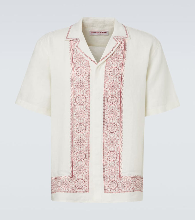 Orlebar Brown Maitan printed linen bowling shirt