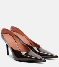 Amina Muaddi Anok 90 Patent Leather Pumps Brown