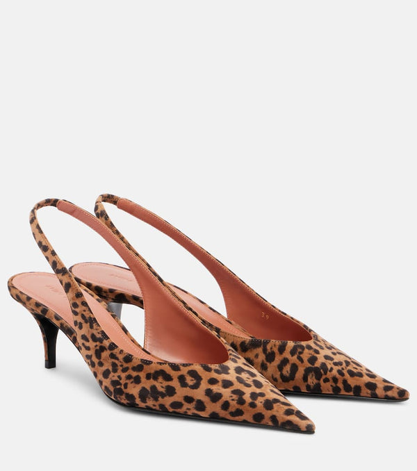 Amina Muaddi Anok 55 leopard-print suede slingback pumps