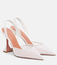 Amina Muaddi Holli 95 point d'esprit slingback pumps