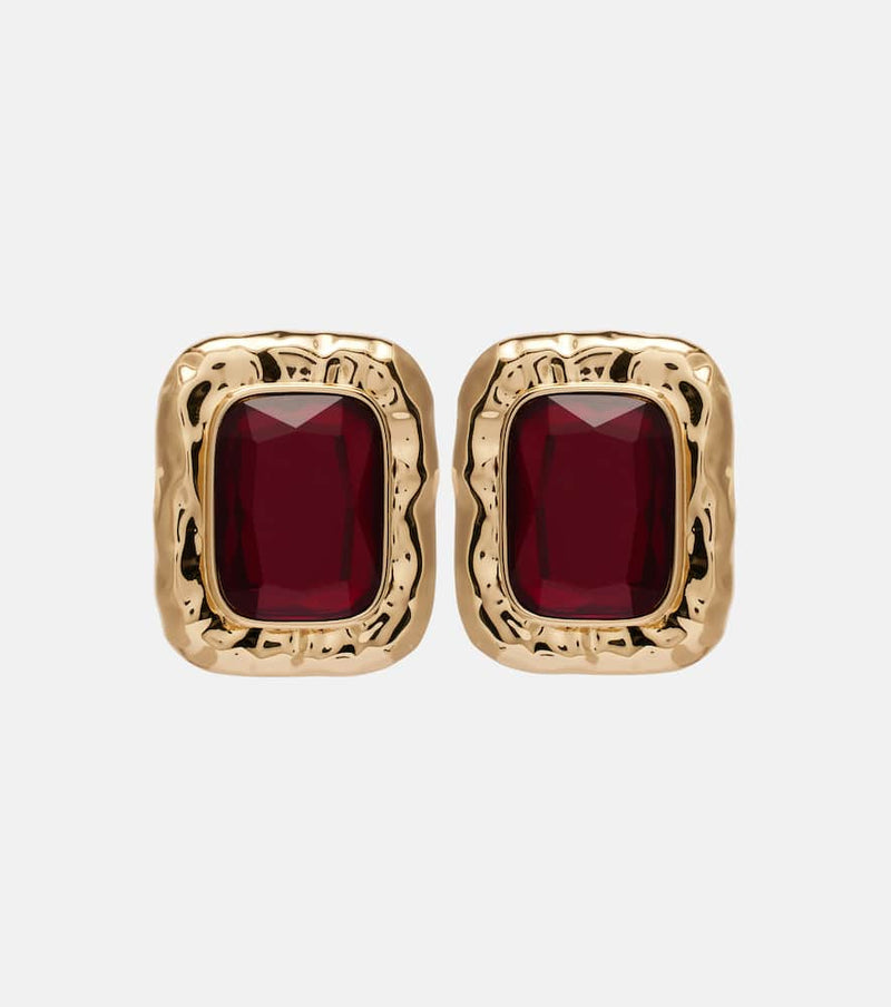 Self-Portrait Embellished gold-plated earrings