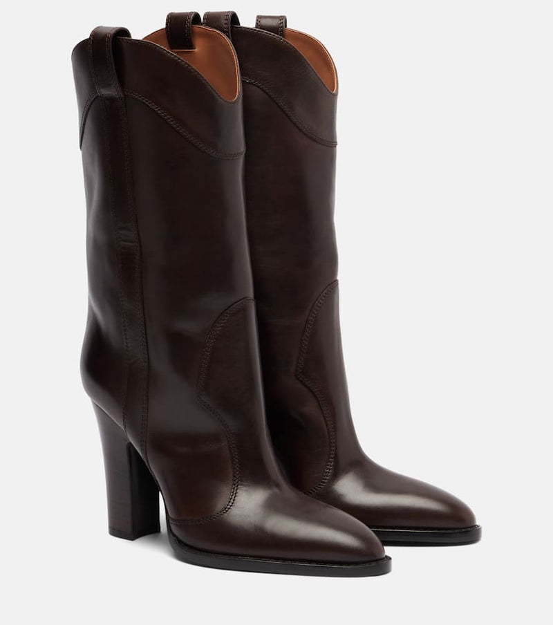 Paris Texas Lavinia 100 Leather Mid-Calf Boots Brown