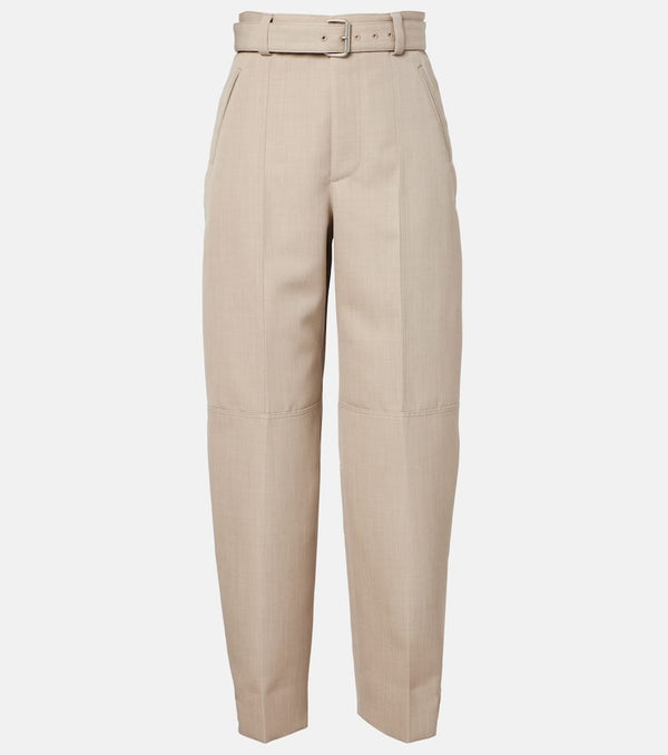 Bottega Veneta Belted high-rise wool straight pants