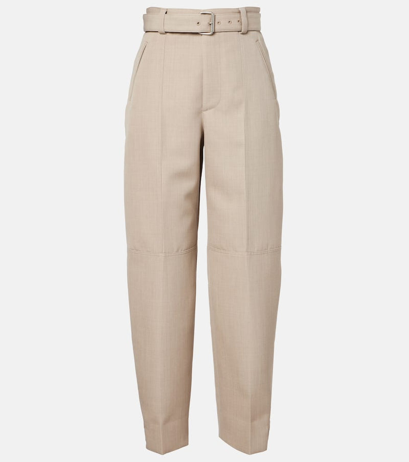Bottega Veneta Belted high-rise wool straight pants