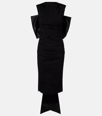 Dorothee Schumacher Bow-detail ruched satin-trimmed midi dress
