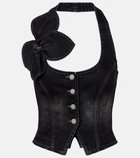 Area Bow-detail denim top