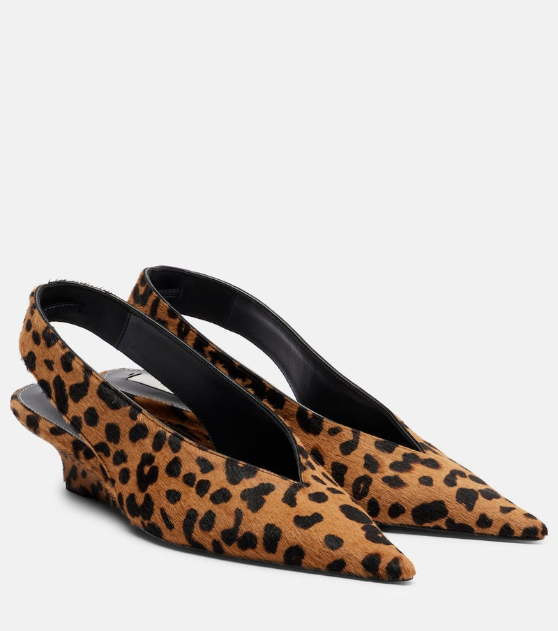 Toteme Leopard-print calf hair slingback pumps
