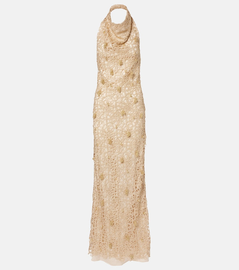 Xu Zhi Open-back embellished maxi dress