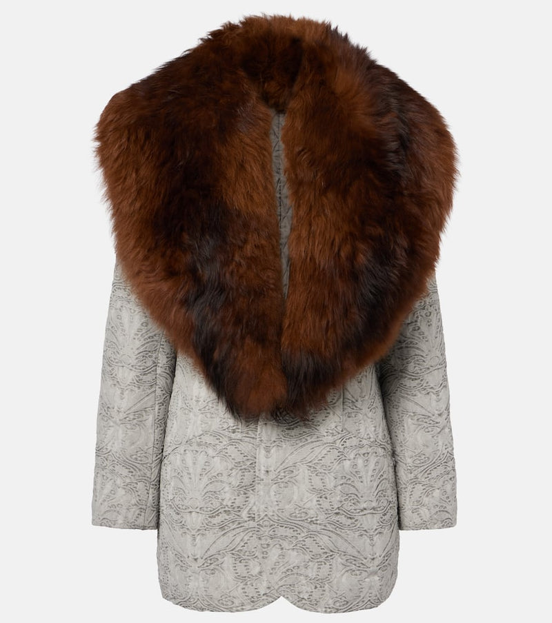 Jacques Wei Shearling-trimmed cotton coat
