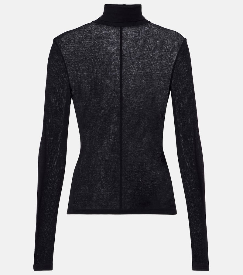 The Frankie Shop Evren Cotton Turtleneck Top Black