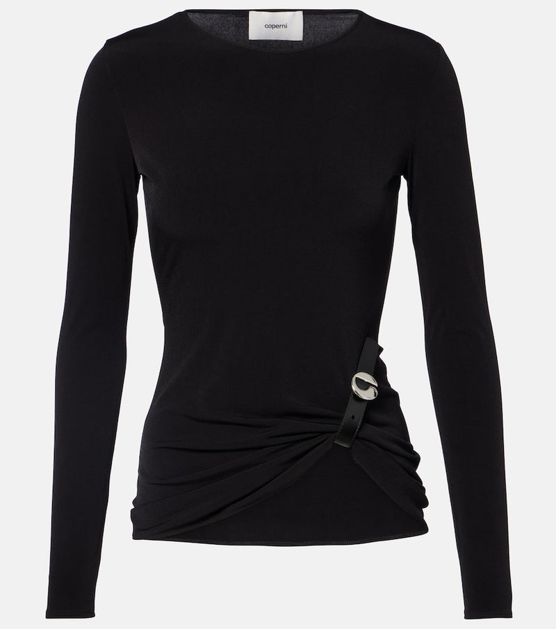Coperni Gathered leather-trimmed top
