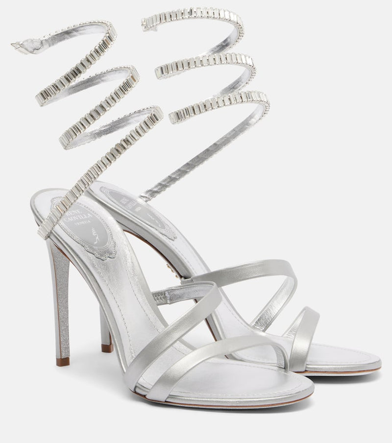 Rene Caovilla Cleo Spark 105 metallic leather sandals