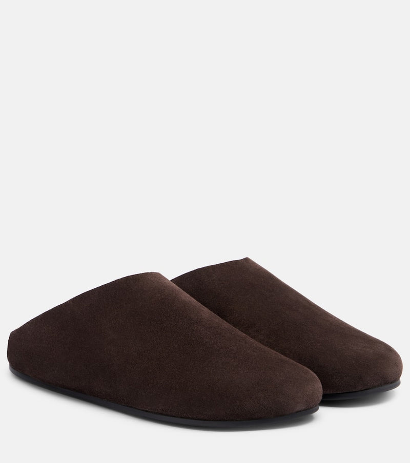 The Row Hudson shearling-lined suede mules