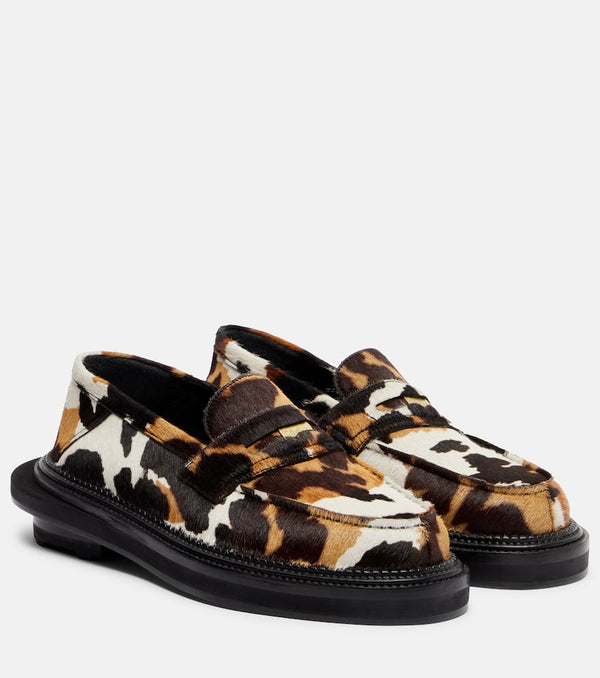 Sacai x J. M. Weston 180 calf hair penny loafers