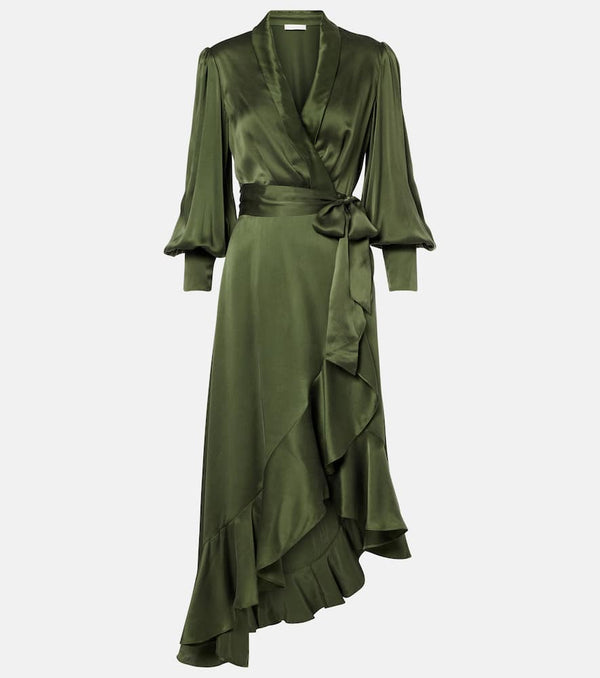 Zimmermann Asymmetric silk satin wrap dress