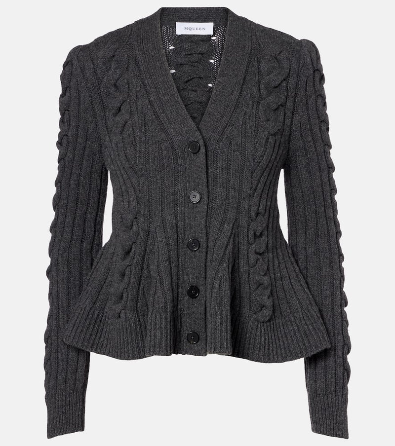 McQueen Cable-knit wool and cashmere cardigan