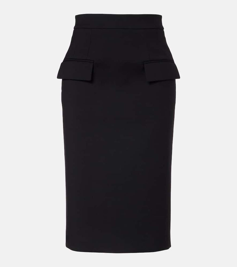 McQueen High-rise wool gabardine pencil skirt