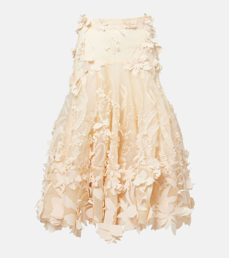 Zimmermann Hypnotic floral-applique silk midi skirt